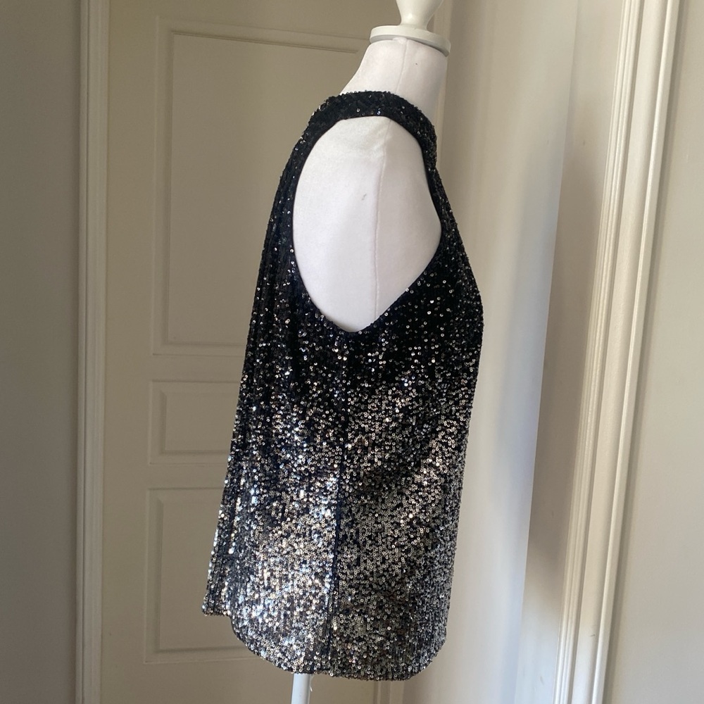 Cable & Gauge Black and Silver Sequin Halter Blouse - Picture 3 of 5